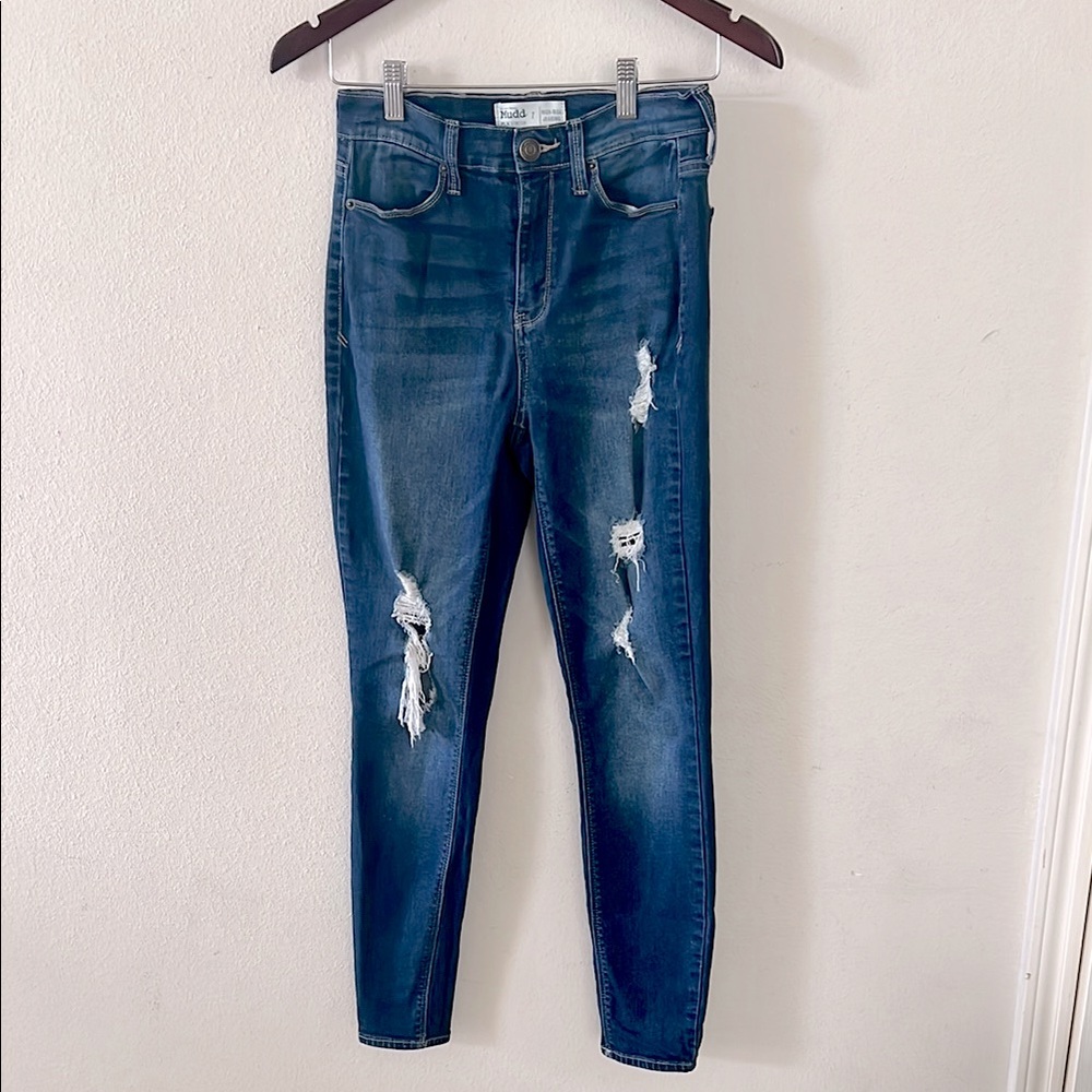 Mudd High Rise Jeggings Flex Stretch Denim Jeans Size 7 Skinny Distressed - Picture 1 of 12